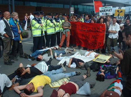 Sit down protest at airport