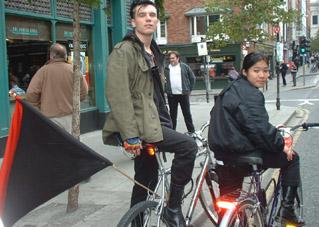 Anarchist flag at critical mass in Dublin